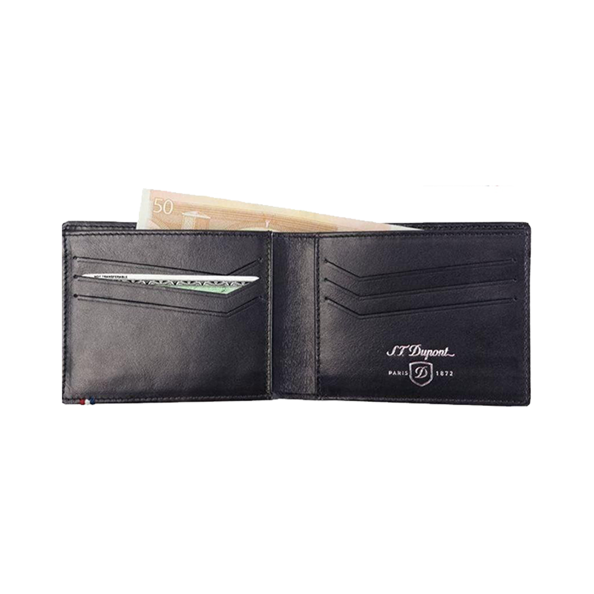 Портмоне Defi 170001 Цвет Чёрный Кожа Carbone, шесть отделений для кредитных карт | S.T. Dupont
