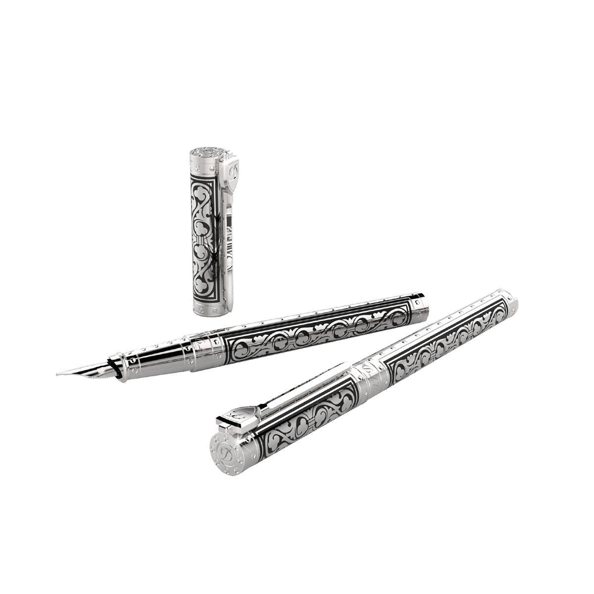 Перьевая ручка Premium White Knight 141030 Цвет Серебристый Отделка палладием и натуральным лаком | S.T. Dupont
