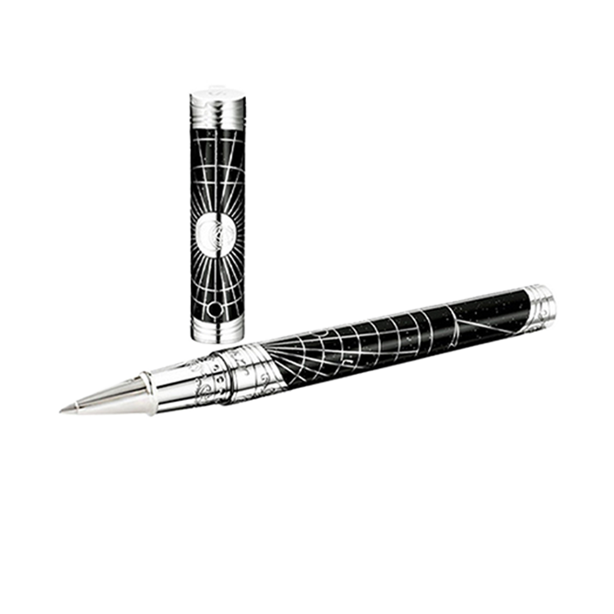Ручка-роллер Premium Shoot the moon 142031 Цвет Чёрный Отделка палладием, натуральным лаком, серебряная пудра | S.T. Dupont