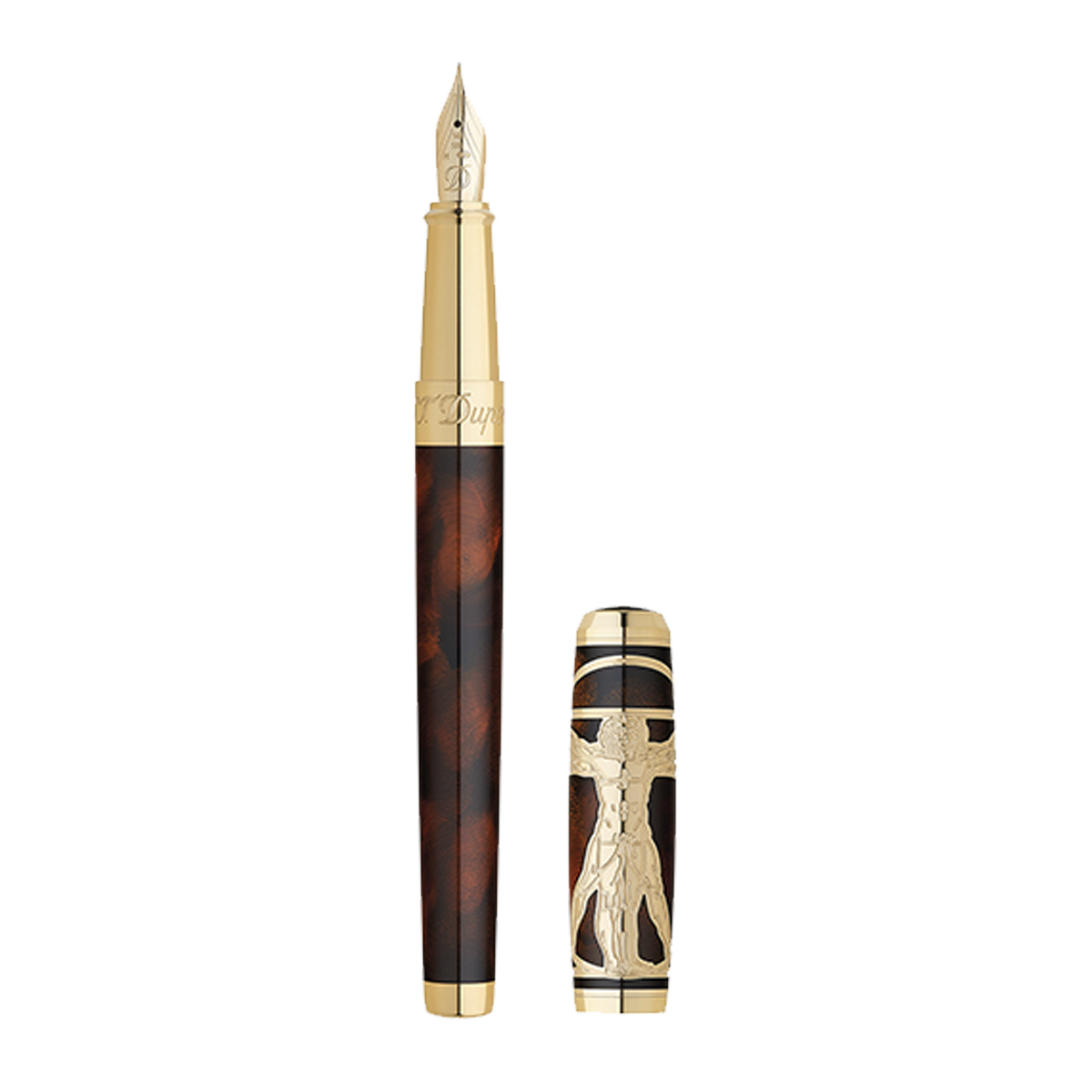 Перьевая ручка Prestige Vitruvian Man 410037 Цвет Коричневый Отделка натуральным лаком и позолотой | S.T. Dupont
