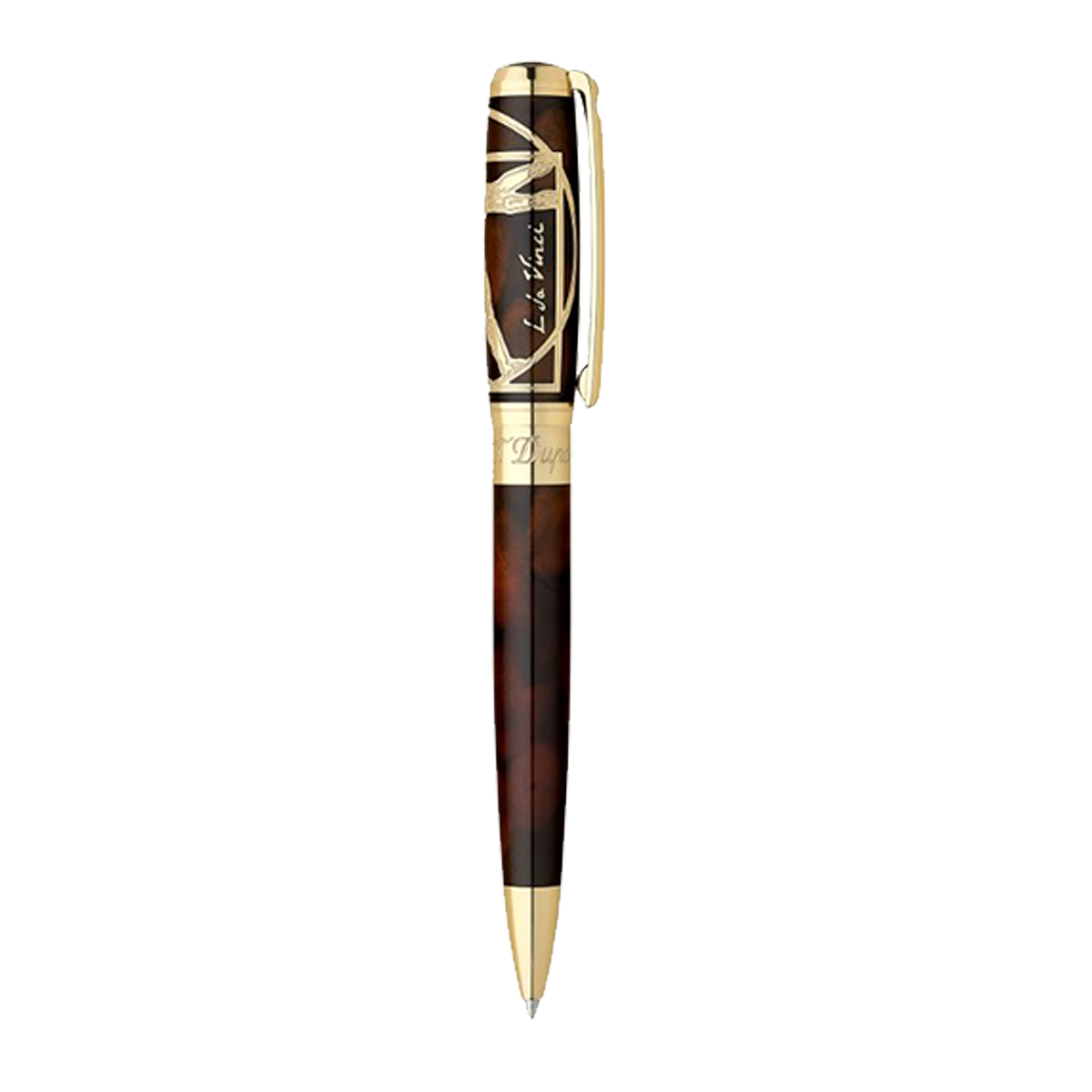Шариковая ручка Prestige Vitruvian Man 415037 Цвет Коричневый Отделка натуральным лаком и позолотой | S.T. Dupont
