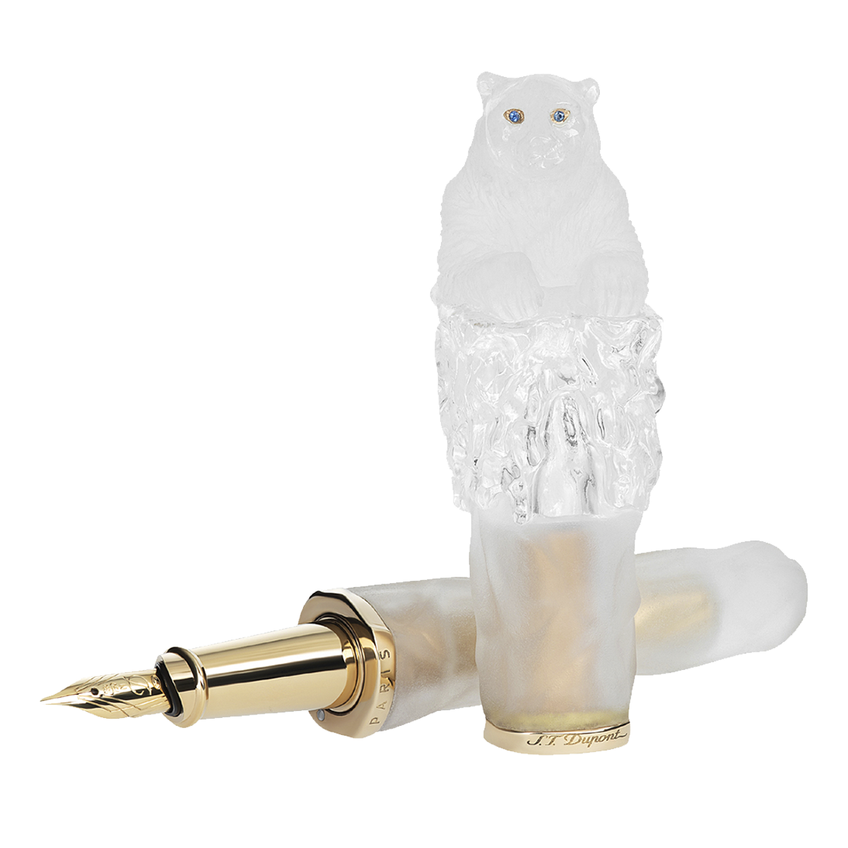 Перьевая ручка Polar Bear Animal World 241814 Цвет Белый Позолоченная бронза, мрамор, горный хрусталь, сапфиры | S.T. Dupont