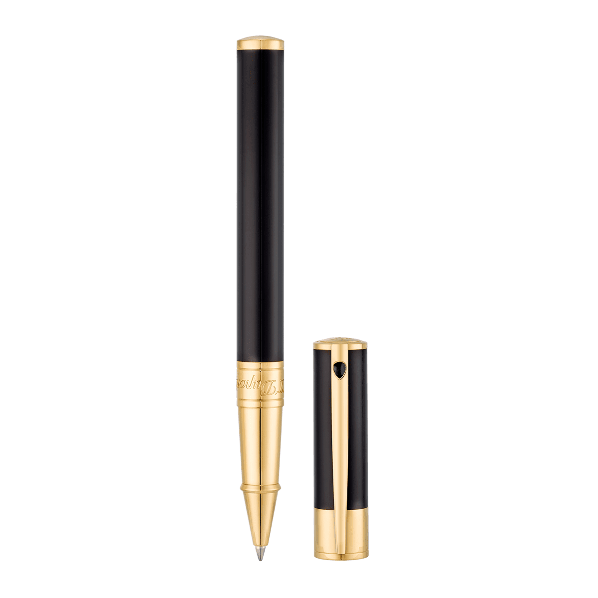 Ручка-роллер D-Initial 262202 Цвет Чёрный Отделка натуральным лаком и позолотой | S.T. Dupont