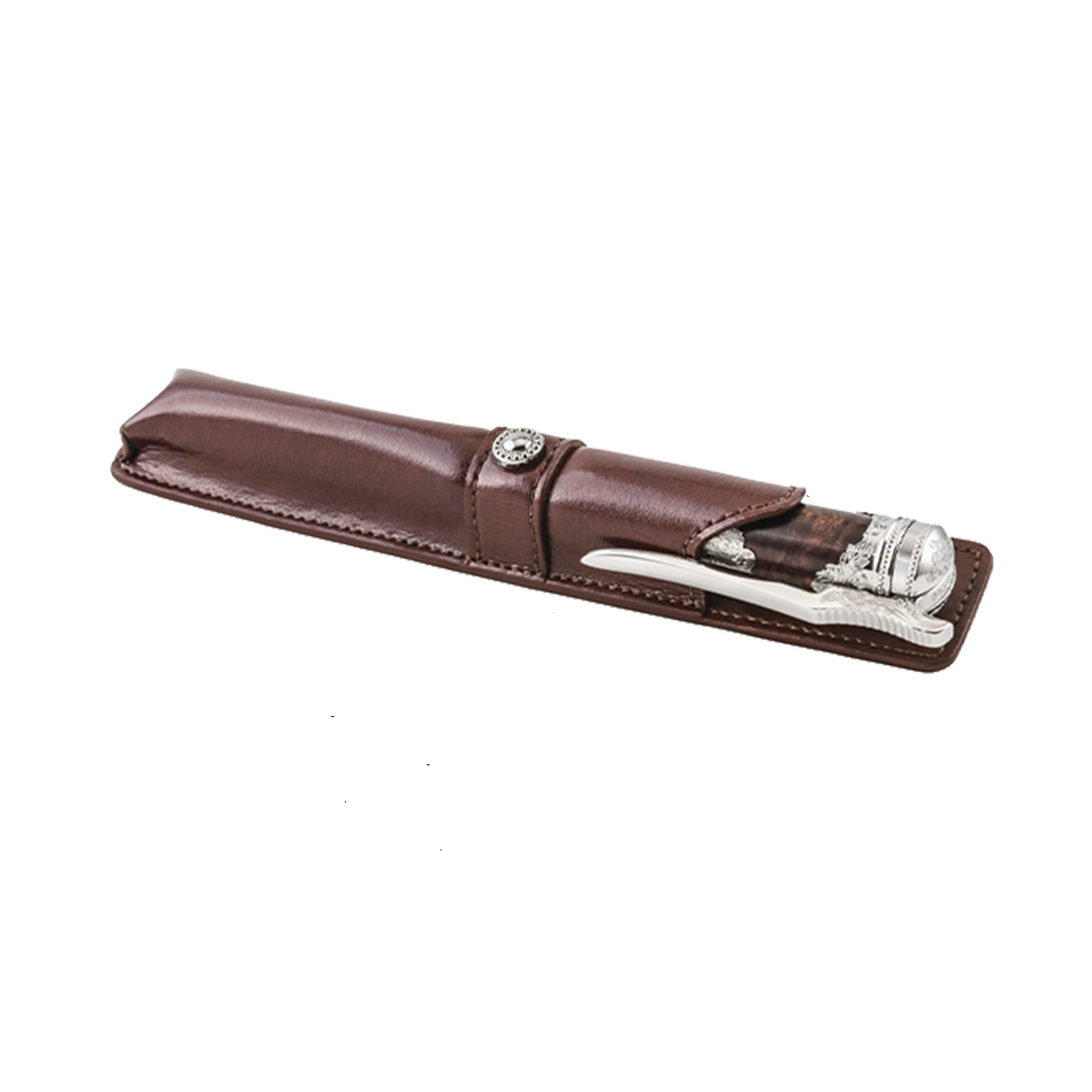Ручка Prestige с чехлом Wild West 141065 Цвет Коричневый Вересковое дерево, отделка палладием, кожа | S.T. Dupont