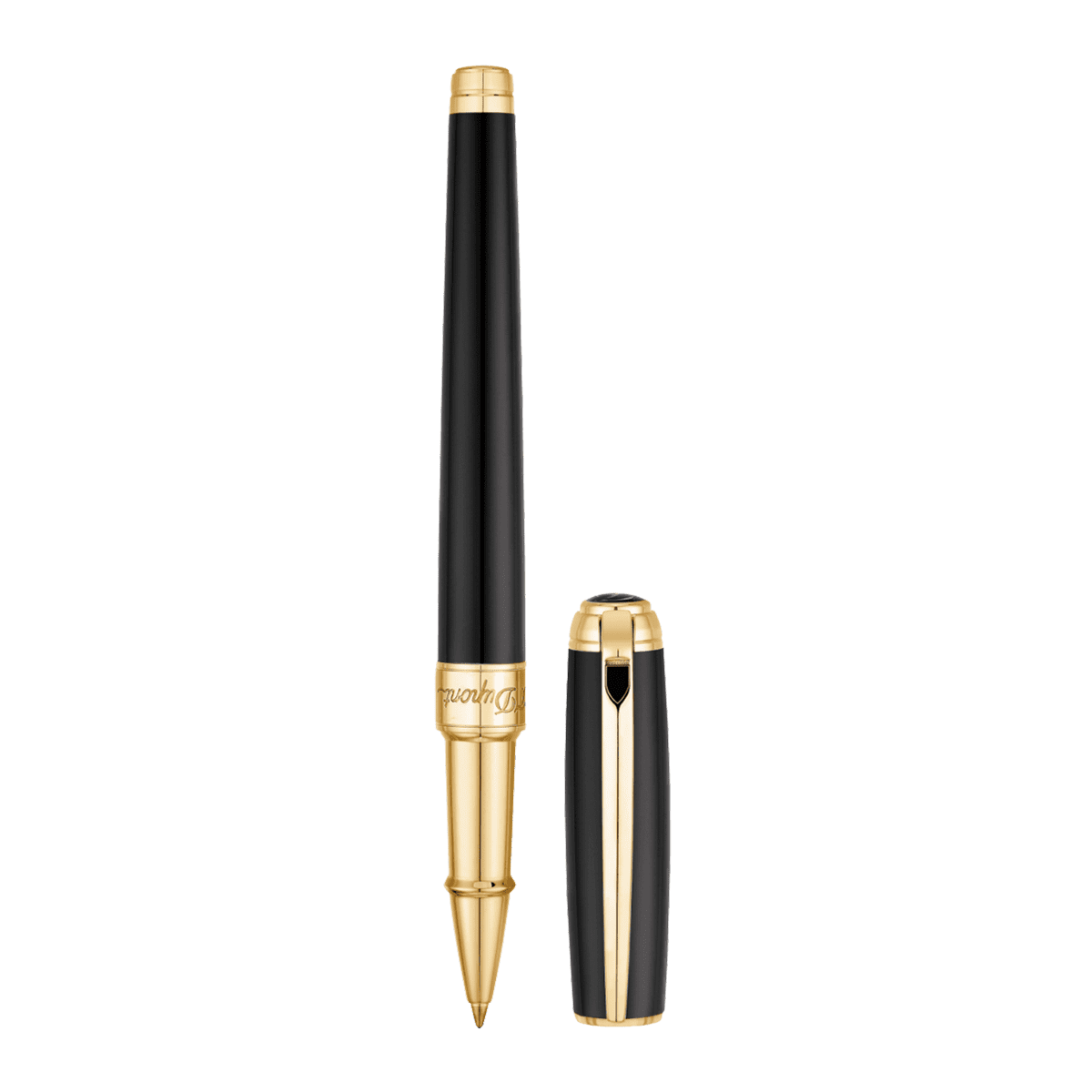 Ручка-роллер Line D 412101M Цвет Чёрный Отделка натуральным лаком и позолотой | S.T. Dupont