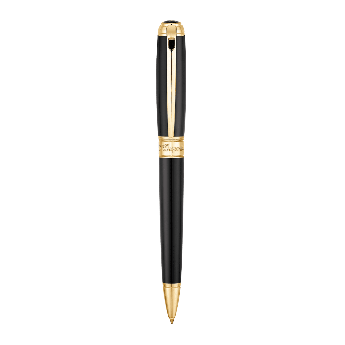 Ручка шариковая Line D 415101L Цвет Чёрный Отделка натуральным лаком и позолотой | S.T. Dupont