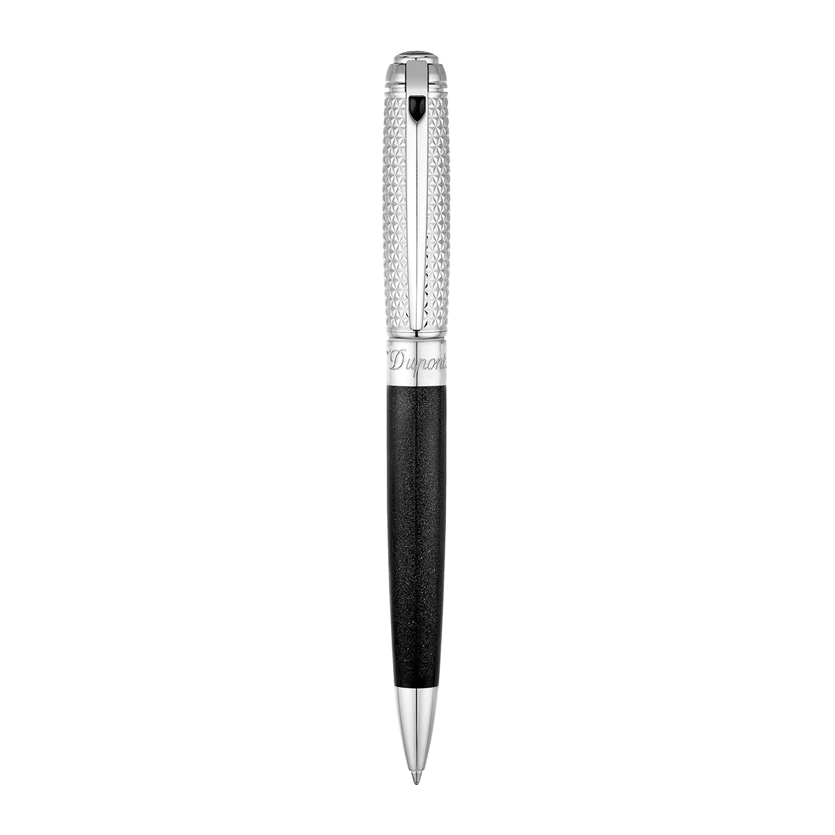 Ручка шариковая Duo Tone Line D 415102M Цвет Чёрный Отделка натуральным лаком с серебряным порошком и палладием | S.T. Dupont