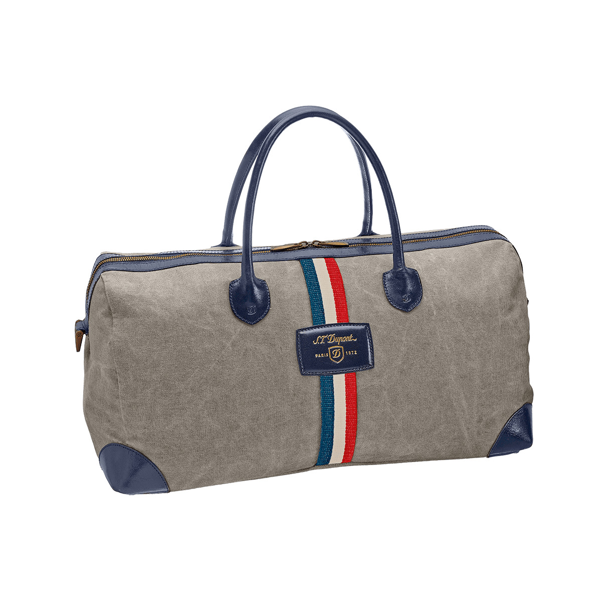 Дорожная сумка Iconic 191311 Цвет Серый Канвас, отделка гладкой кожей, трехцветная полоса | S.T. Dupont