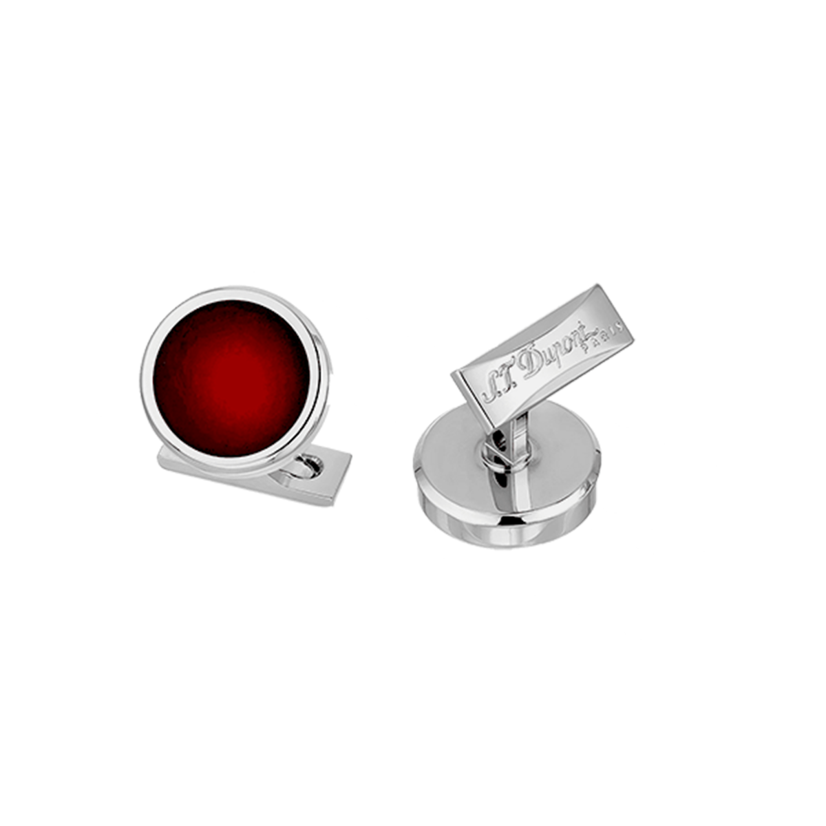 Запонки Atelier 5536 Цвет Красный Отделка палладием и тёмно-красным лаком | S.T. Dupont