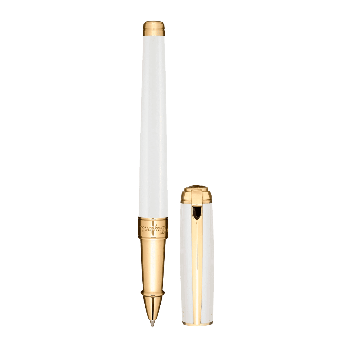Ручка-роллер Line D 412109M Цвет Белый Отделка натуральным лаком и позолотой | S.T. Dupont