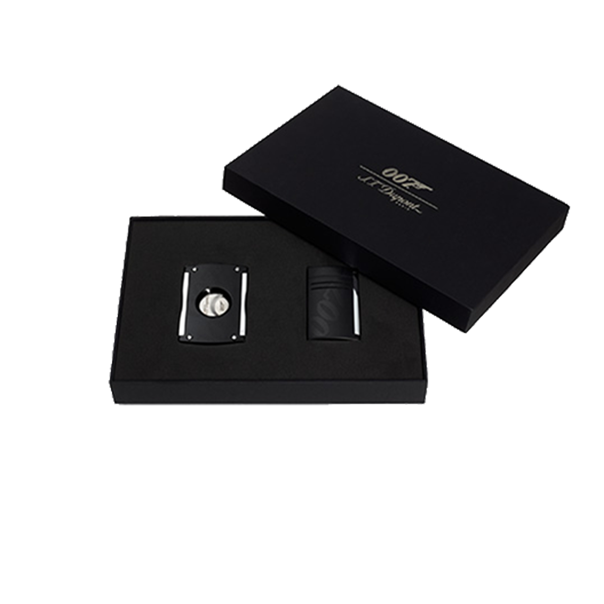 Подарочный нобор: зажигалка и гильотина James Bond 007 Maxijet 20166NC2 Цвет Чёрный Подарочный набор, отделка хромом | S.T. Dupont