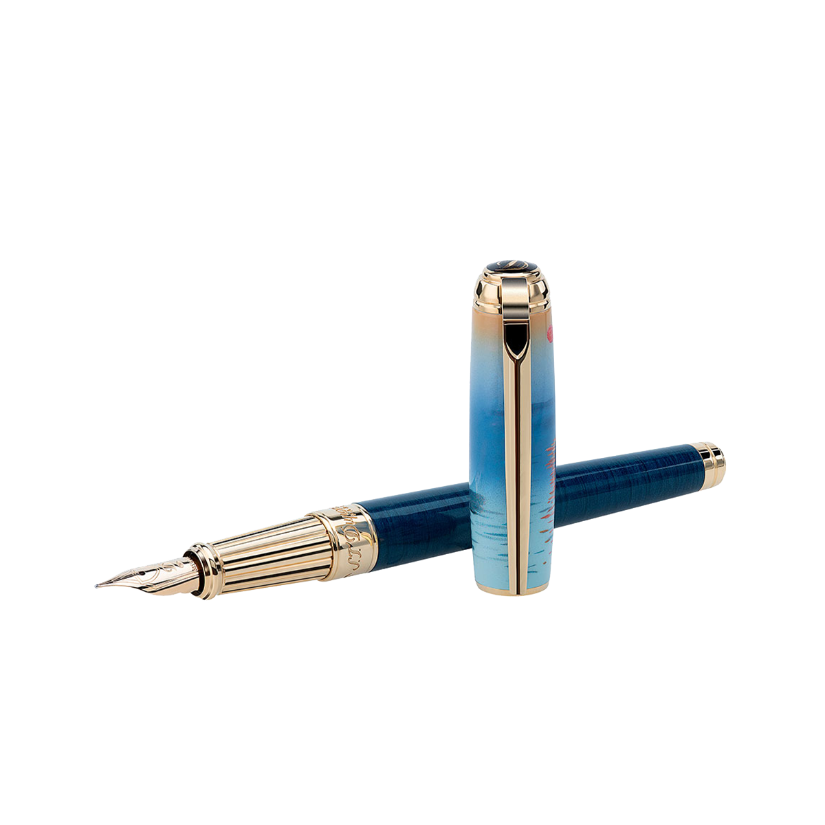 Перьевая ручка Monet 410049L Цвет Синий Отделка натуральным лаком и позолотой | S.T. Dupont