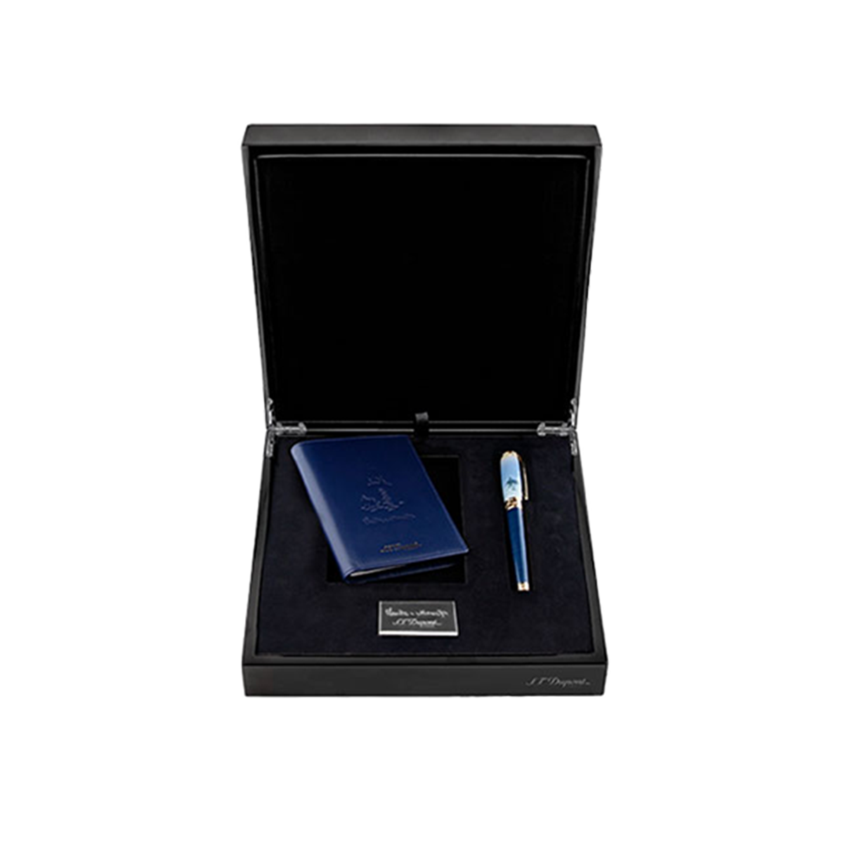 Подарочный набор: ручка и обложка для паспорта Monet 410049LC2 Цвет Синий Отделка натуральным лаком и позолотой | S.T. Dupont