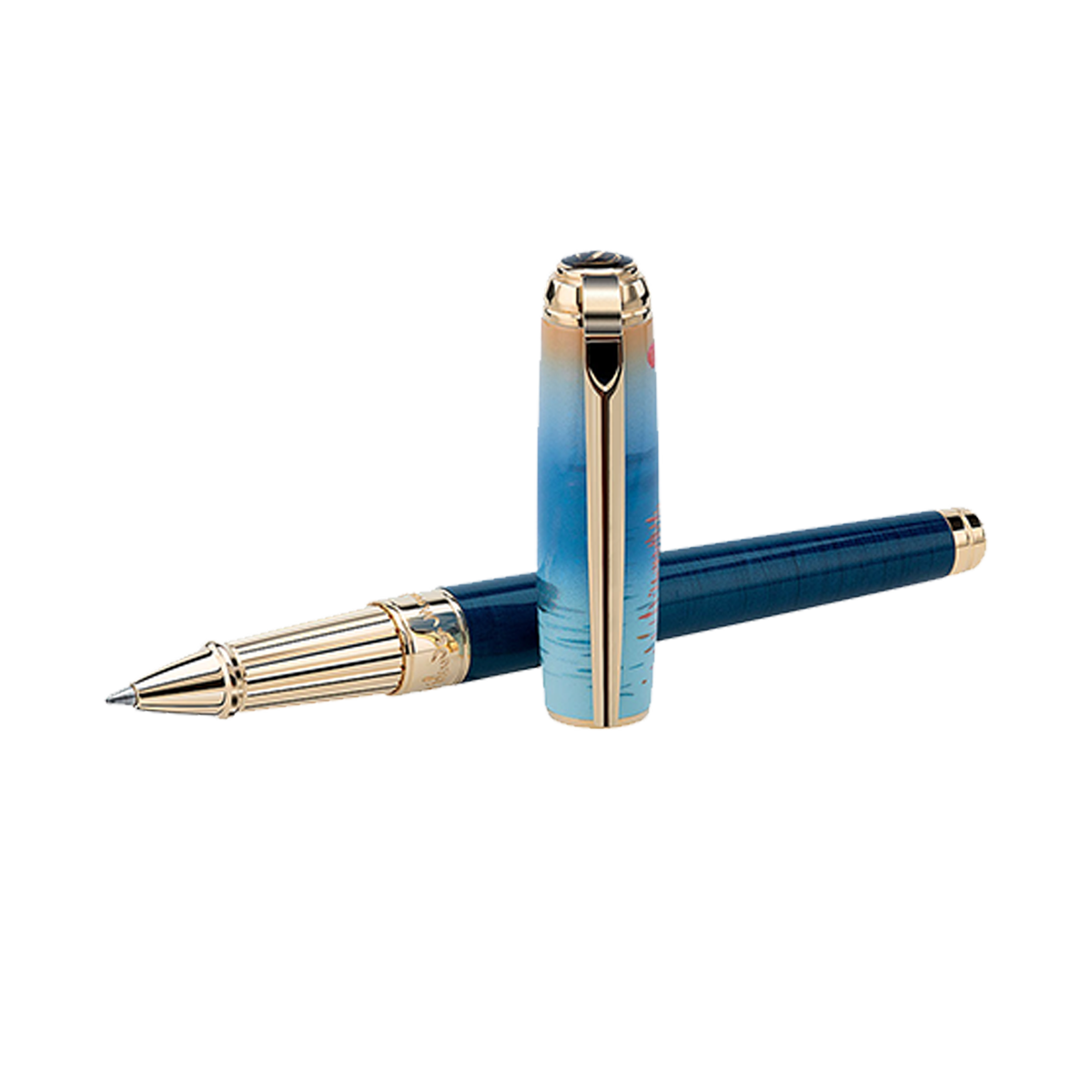Ручка-роллер Monet 412049L Цвет Синий Отделка натуральным  лаком и позолотой | S.T. Dupont