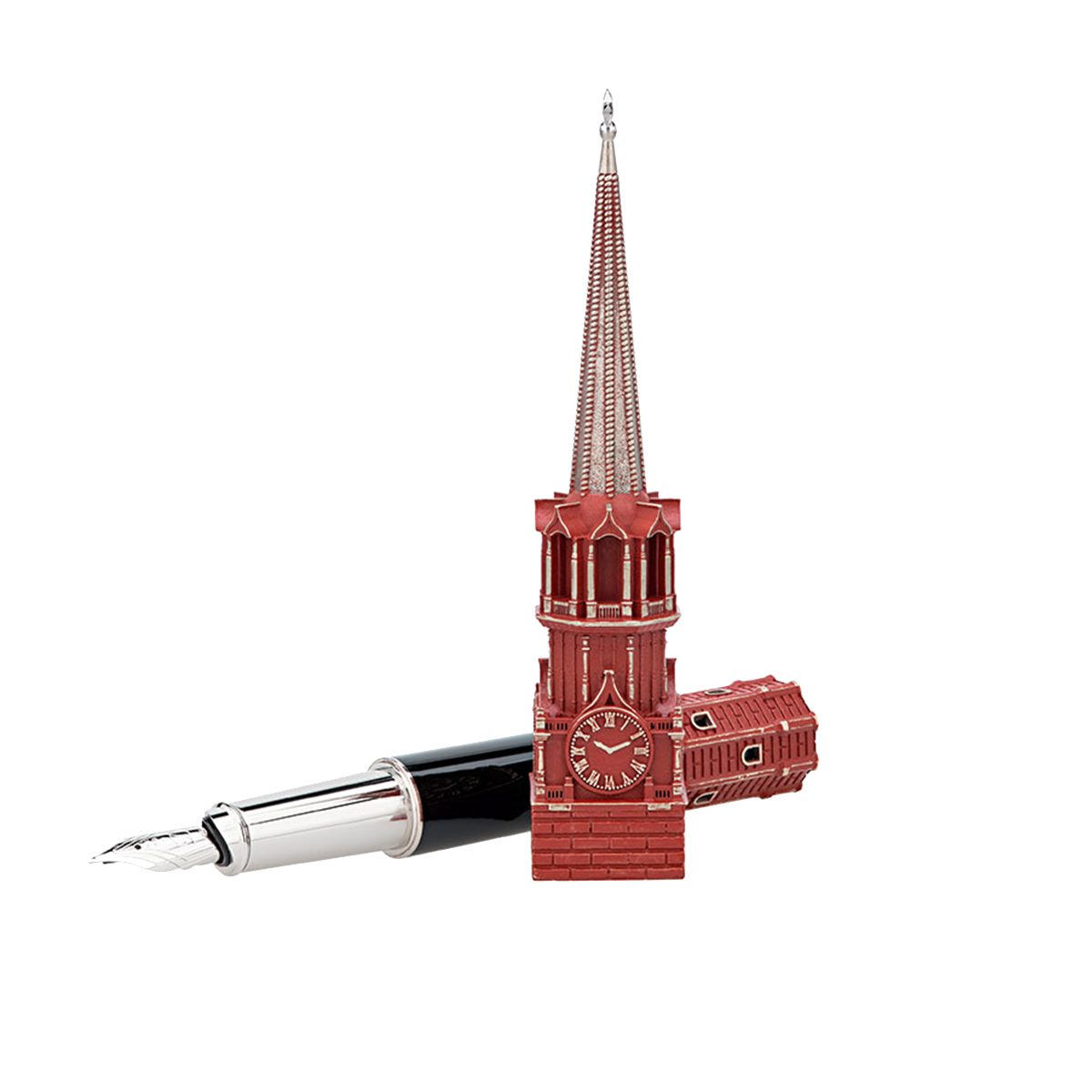 Перьевая ручка Spasskaya Architecture 241811 Цвет Красный Патинированная бронза, натуральный лак, рубин в звезде | S.T. Dupont