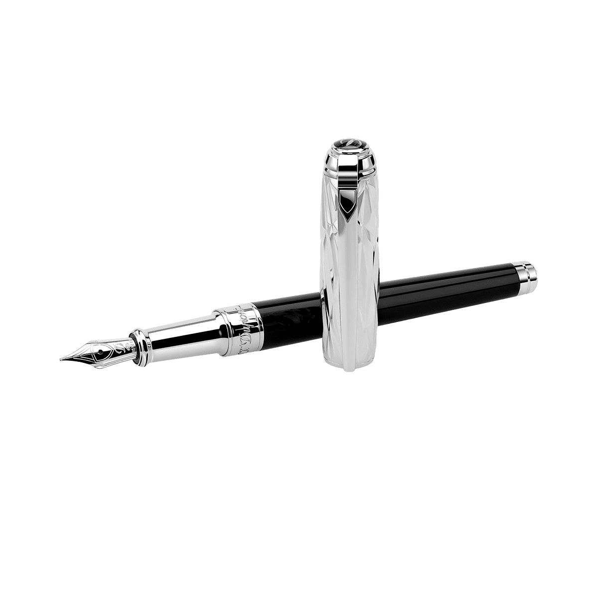 Перьевая ручка Crazy Diamonds Line D 410113M Цвет Чёрный Отделка натуральным лаком и палладием | S.T. Dupont
