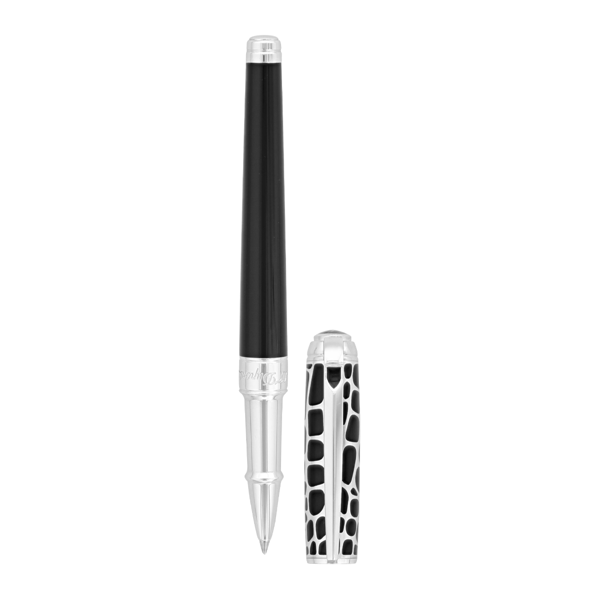 Ручка-роллер Croco Dandy Line D 412121M Цвет Чёрный Отделка натуральным лаком и палладием | S.T. Dupont