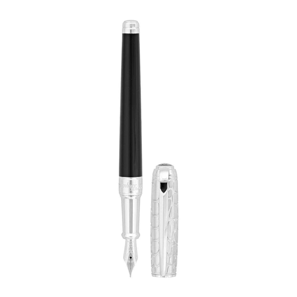 Перьевая ручка Croco Dandy Line D 410122M Цвет Чёрный Отделка палладием и чёрным натуральным лаком | S.T. Dupont