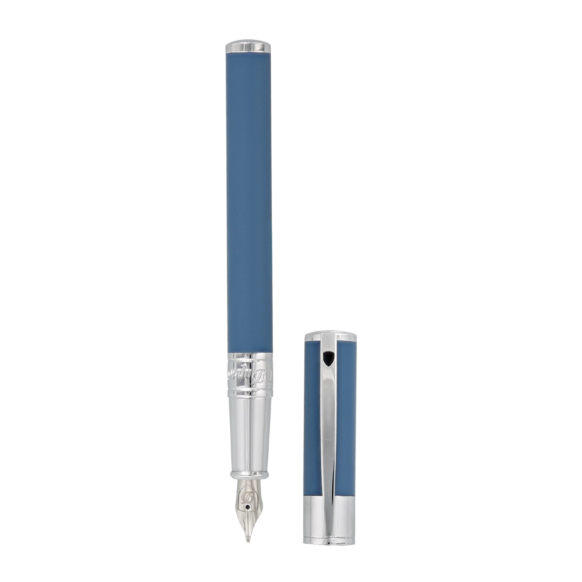 Перьевая ручка D-Initial 260217 Цвет Голубой Отделка хромом и голубым лаком | S.T. Dupont