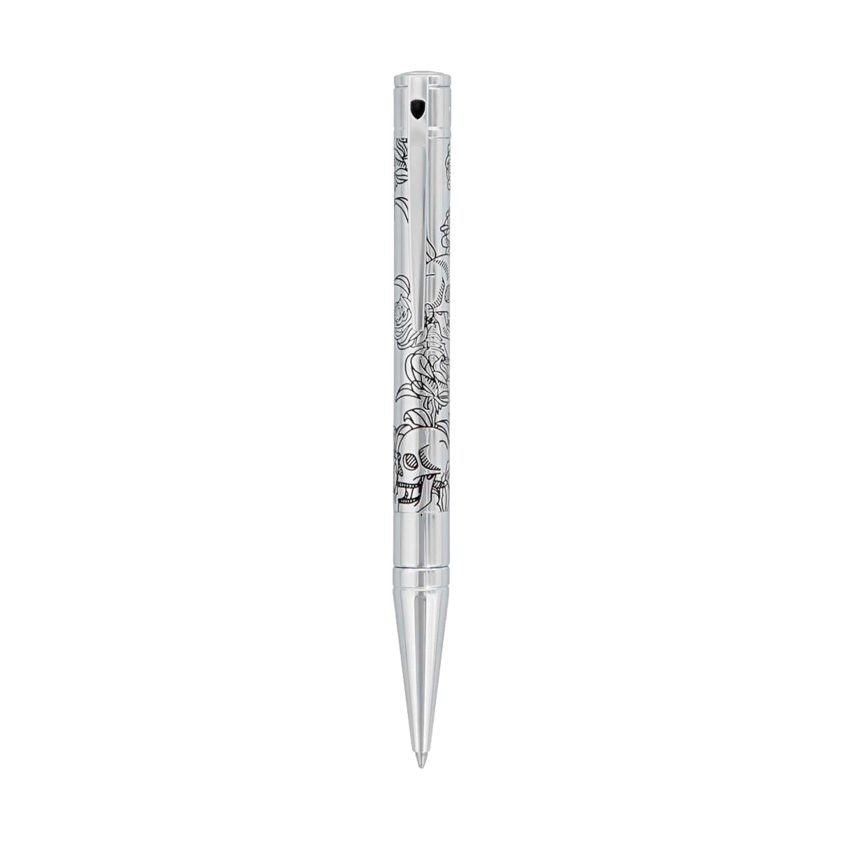 Шариковая ручка D-Initial 265225 Цвет Серебристый Отделка хромом и чёрным лаком | S.T. Dupont