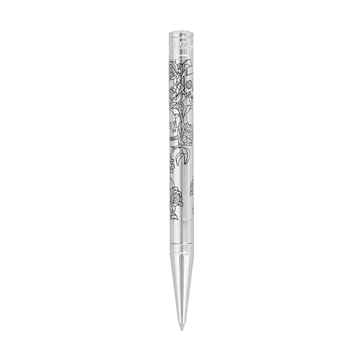 Шариковая ручка D-Initial 265225 Цвет Серебристый Отделка хромом и чёрным лаком | S.T. Dupont