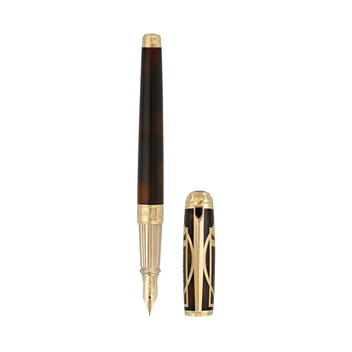 Перьевая ручка Prestige Vitruvian Man 410038L Цвет Коричневый Отделка позолотой и коричневым натуральным лаком | S.T. Dupont