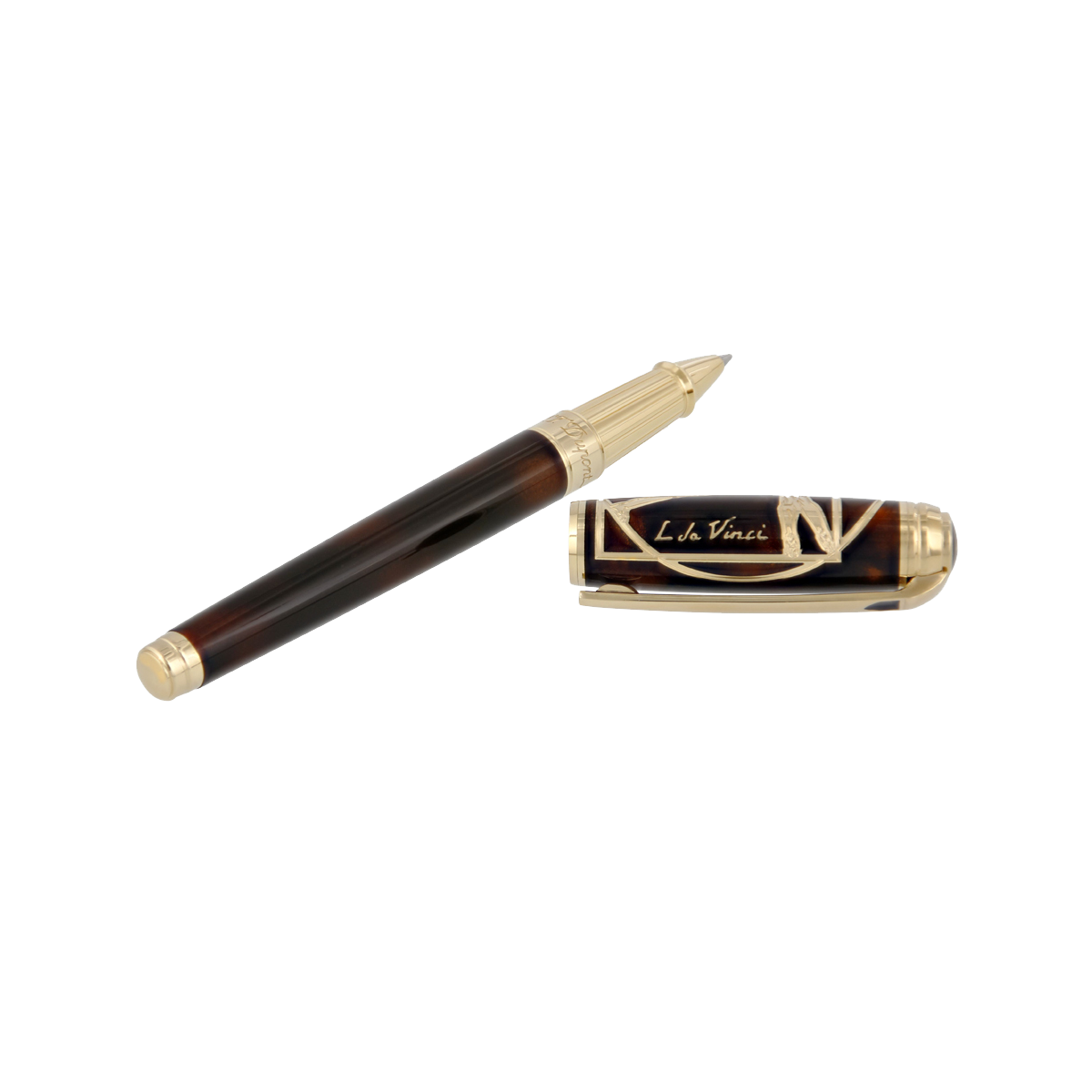 Ручка-роллер Prestige Vitruvian Man 412038L Цвет Коричневый Отделка позолотой и коричневым натуральным лаком | S.T. Dupont