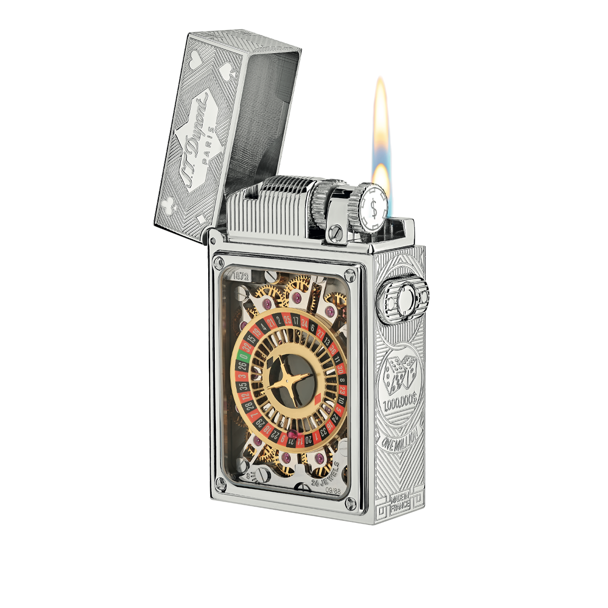 Зажигалка Casino Complication 16358PAL Цвет Серебристый Покрытие палладием, рубины | S.T. Dupont
