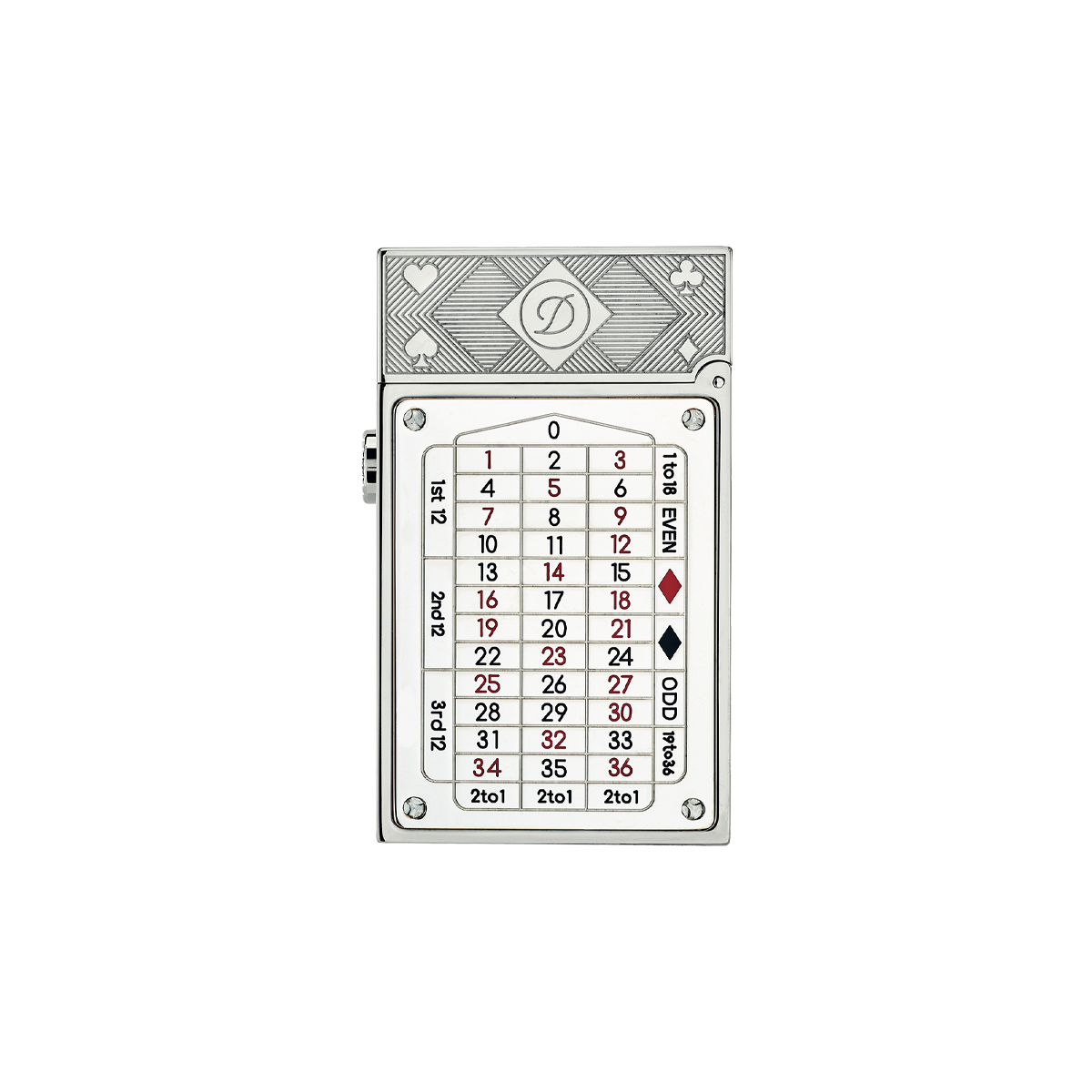 Зажигалка Casino Complication 16358PAL Цвет Серебристый Покрытие палладием, рубины | S.T. Dupont