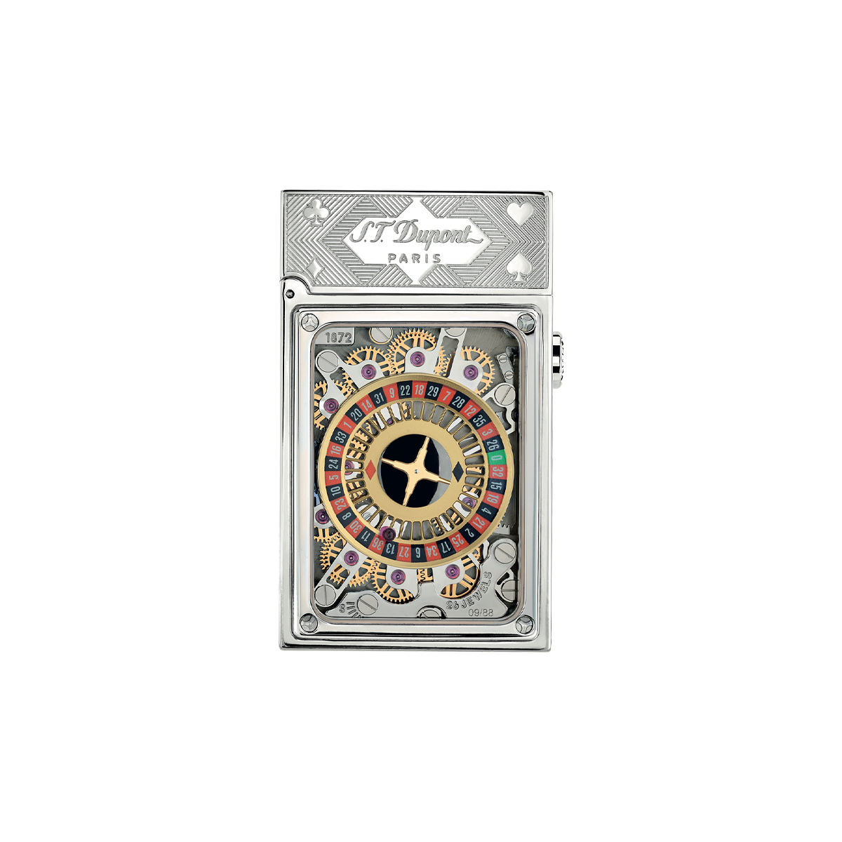 Зажигалка Casino Haute Creation 16358PAL Цвет Серебристый Покрытие палладием, рубины | S.T. Dupont