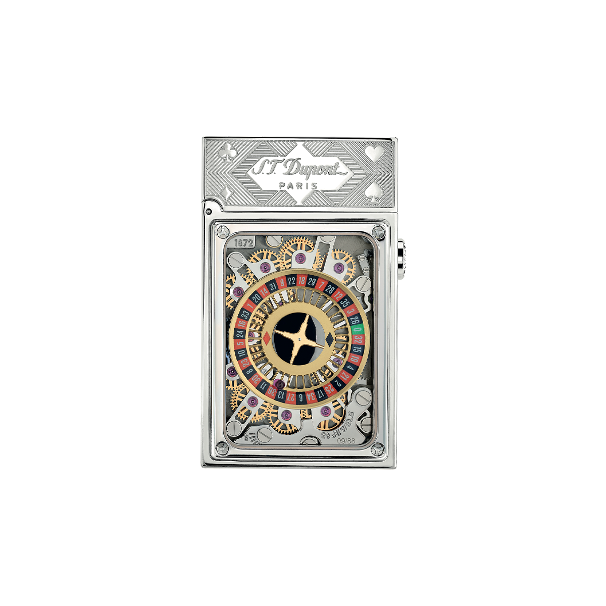 Зажигалка Casino Complication 16358PAL Цвет Серебристый Покрытие палладием, рубины | S.T. Dupont