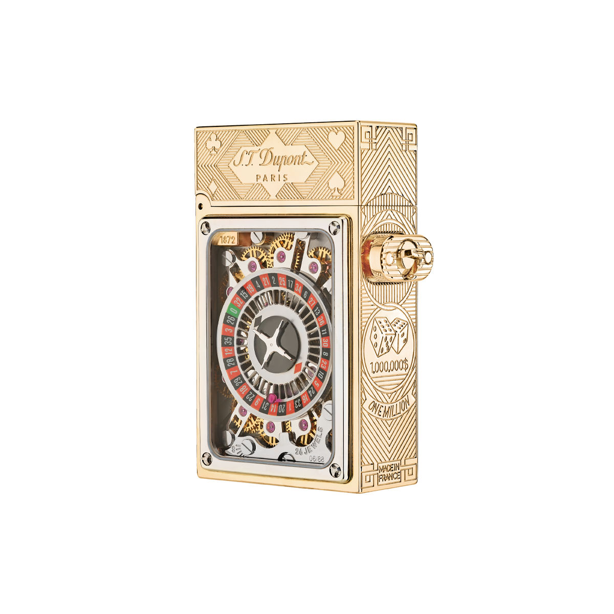 Зажигалка Casino Complication 16358 Цвет Золотистый Отделка позолотой, сапфировое стекло, натуральный лак | S.T. Dupont