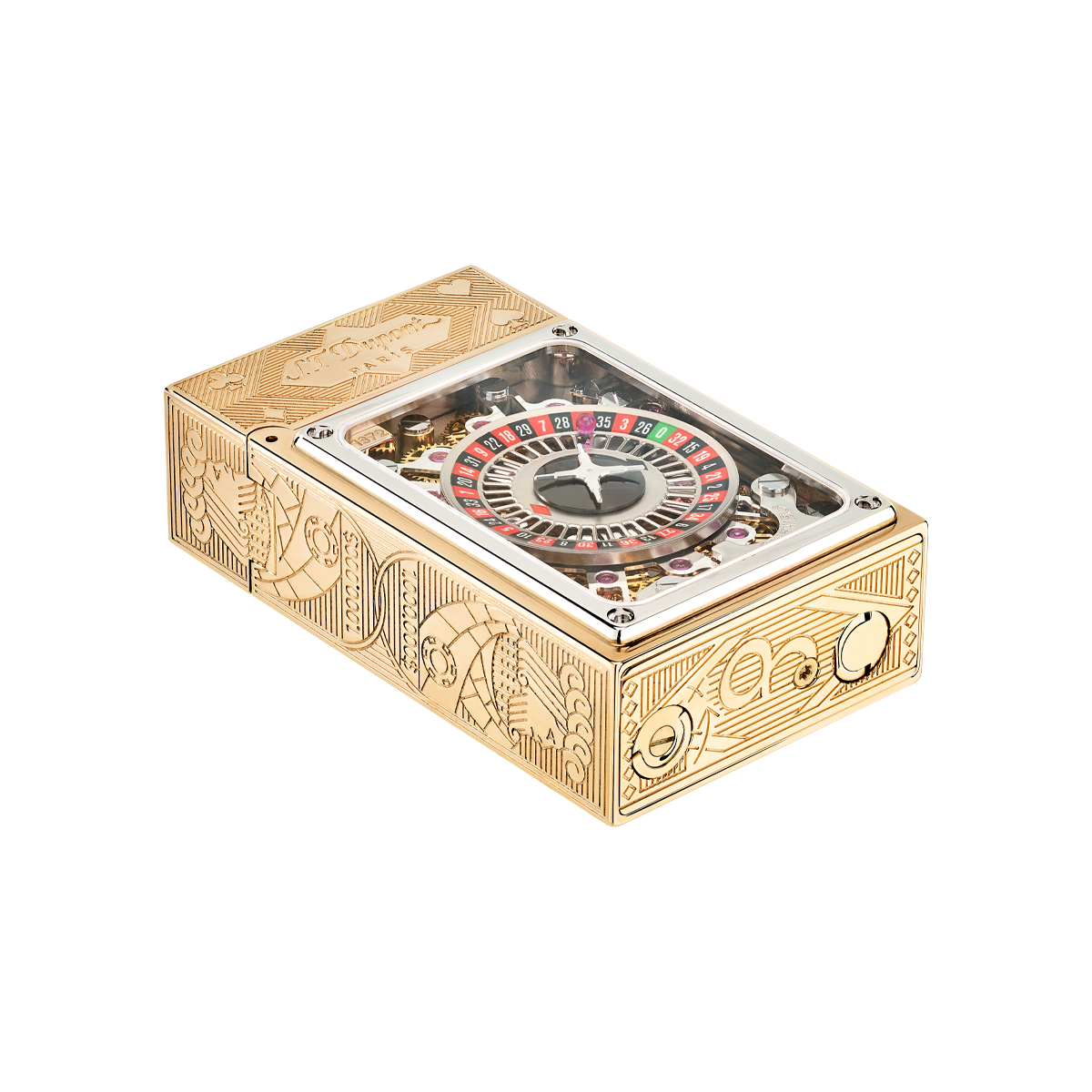 Зажигалка Casino Complication 16358 Цвет Золотистый Отделка позолотой, сапфировое стекло, натуральный лак | S.T. Dupont