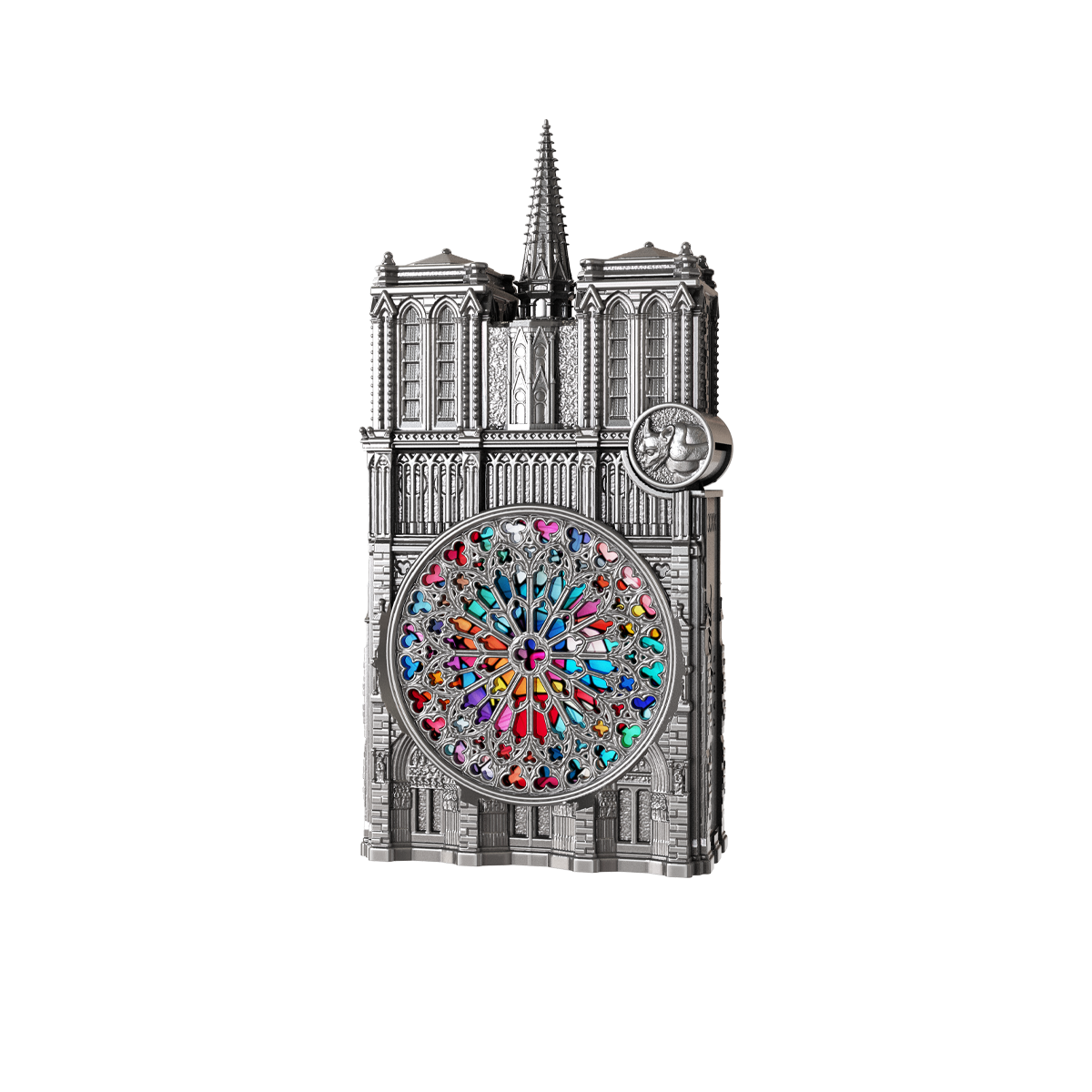 Зажигалка Notre Dame De Paris Haute Creation C23007 Цвет Серебристый Зажигалка, бронза с патиной, посеребрением, элементы витража под лаком | S.T. Dupont