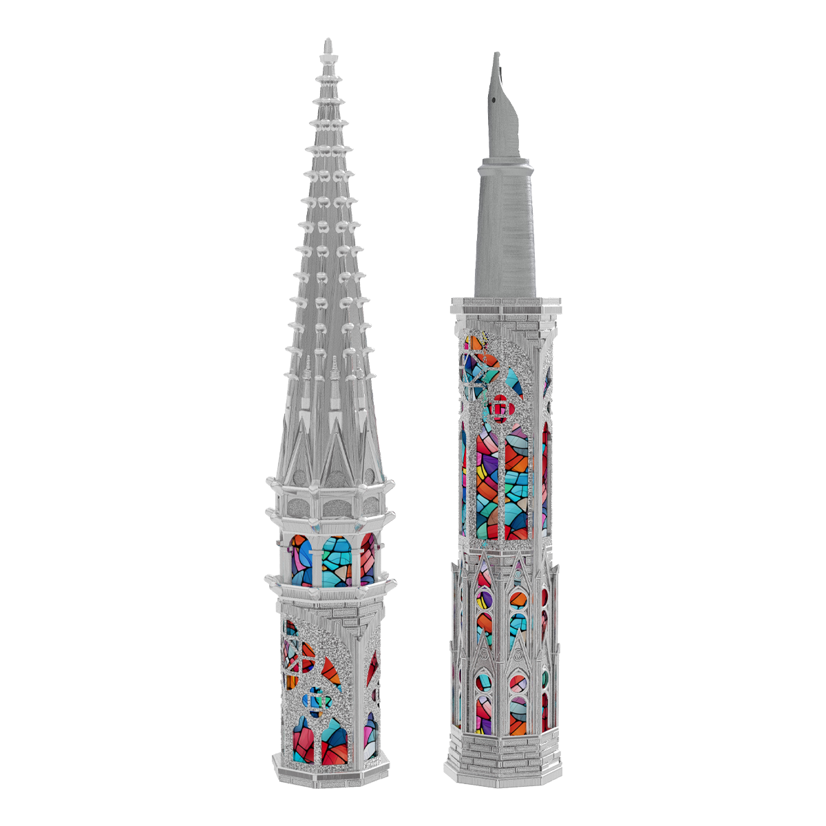 Перьевая ручка Notre Dame De Paris Architecture 241017 Цвет Многоцветный Перьевая ручка, белая бронза с патиной, посеребрением, лак | S.T. Dupont