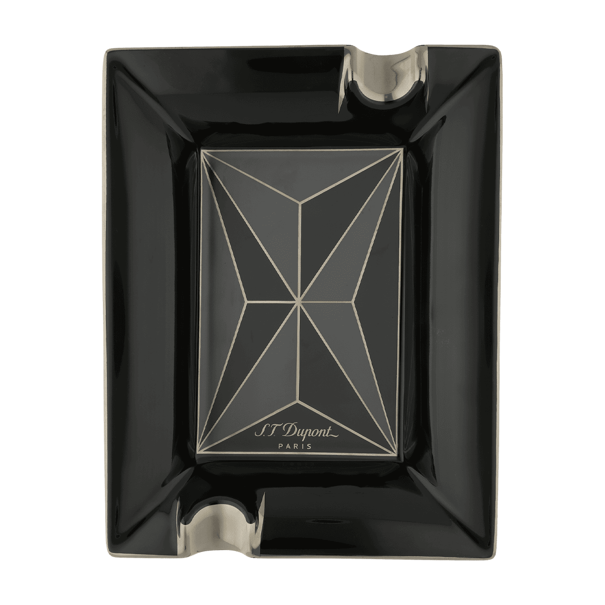 Пепельница Fire X Cigar Universe 6470 Цвет Чёрный Фарфор, отделка посеребрением и лаком | S.T. Dupont