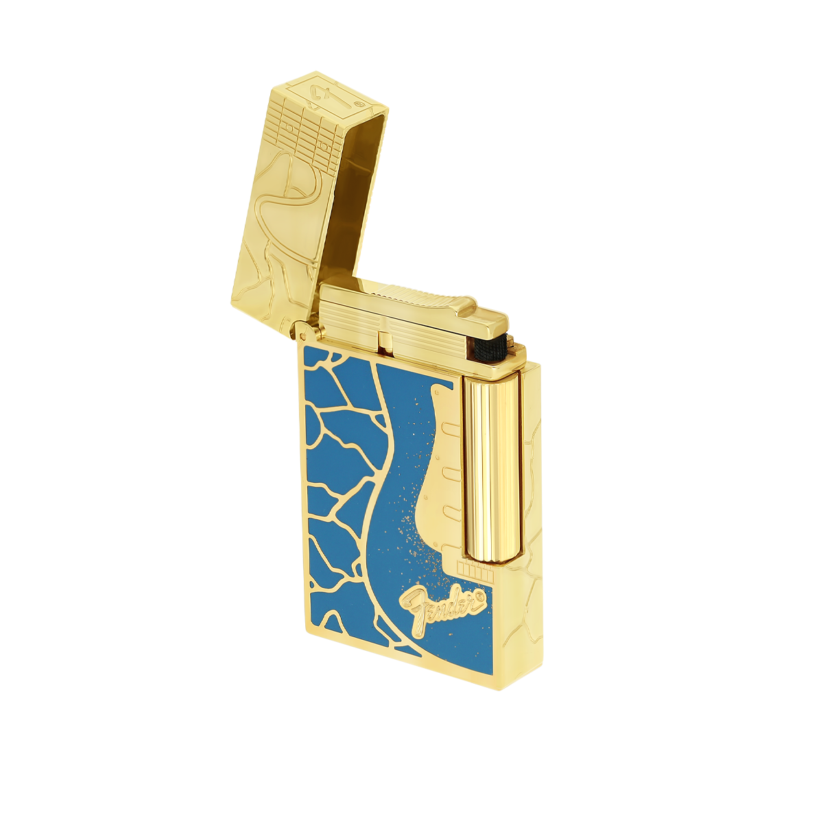 Зажигалка Fender C16026CL Цвет Голубой Отделка позолотой и натуральным лаком | S.T. Dupont