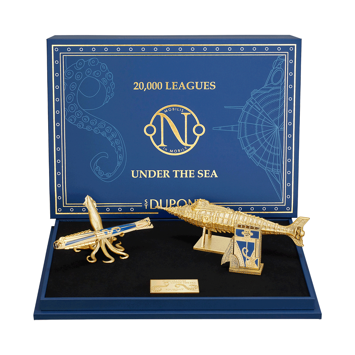 Набор: ручка (перьевая/роллер) и зажигалка 20,000 Leagues Under The Sea C2MOBILIS Цвет Голубой Отделка позолотой и лаком | S.T. Dupont