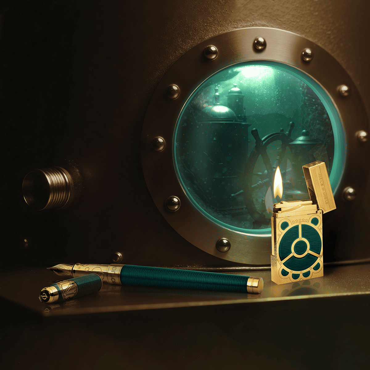 Перьевая ручка The Pacific 20,000 Leagues Under The Sea 420052LF Цвет Зелёный Отделка позолотой и натуральным лаком | S.T. Dupont