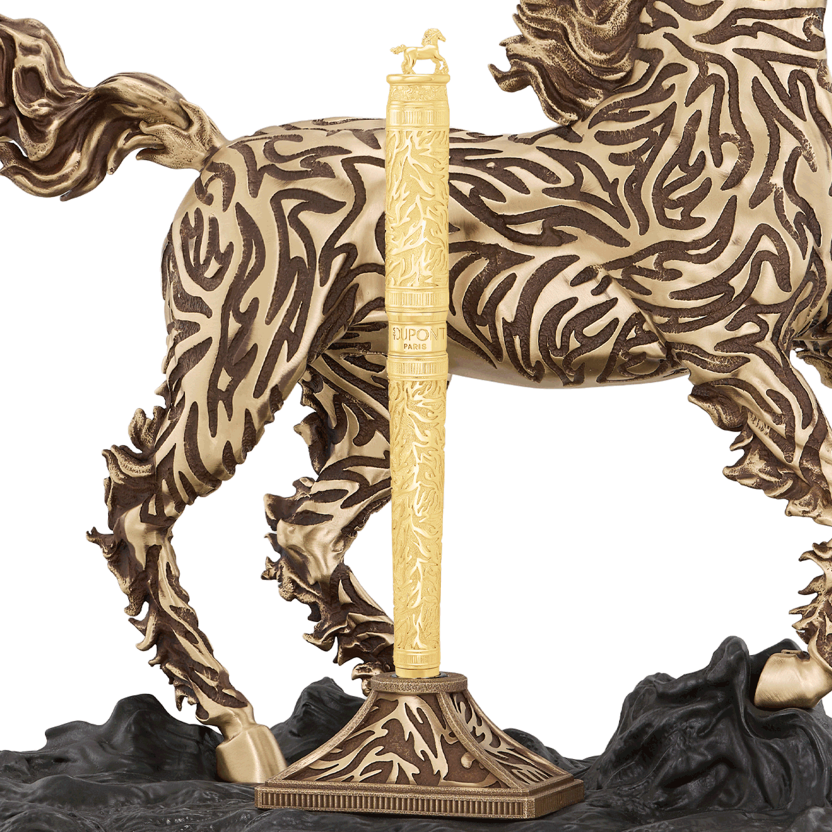 Ручка Year Of The Horse (перьевая\роллер) Animal World 420082XL Цвет Золотистый Бронза, отделка позолотой | S.T. Dupont